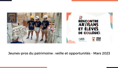 Jeunes-pros du patrimoine : veilles et opportunités - mars 2023